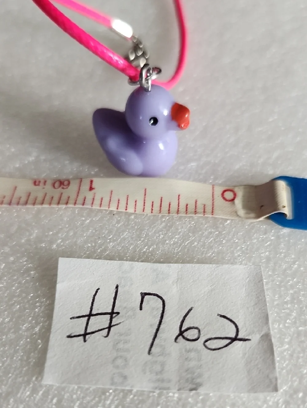 Hand Crafted Purple Ducky Charm Bracelet / Anklet with Bright Pink Cord